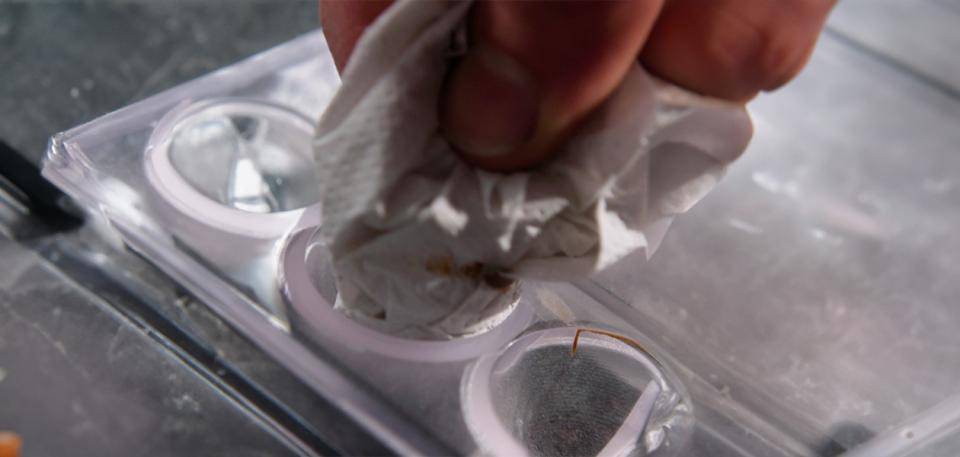 Callebaut moulds with residual chocolate