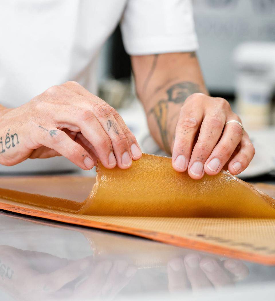chef preparing gelatin product