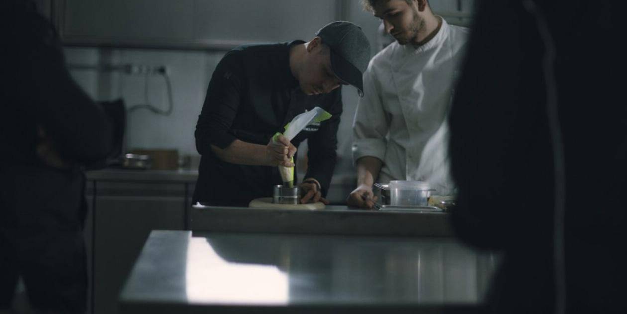 Chef Nicolas Nikolakopoulos in the lab