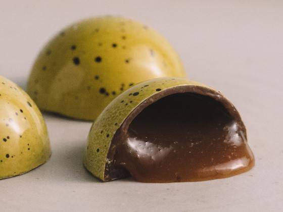 Green apple-Caramel Molded Bonbons by Chef Philippe Vancayseele